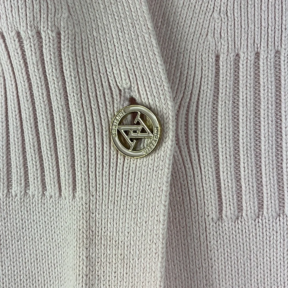 Adrienne Vittadini short sleeve cardigan single button front closure Sz PS Pink